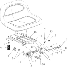 Seat Adjustment Diagram and Parts List for 13AM77SSA00 2023 Yard Machines Lawn Tractor